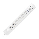140143-Power strip with surge protection and main switch, schuko 6 schuko sockets, 2 USB chargers, cable 3x1,5mm2, 3m long, total power consumption of 3680W, for Netherlands and Germany -ORN