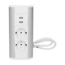 140321-Furniture socket with USB charger, silver-white, schuko-ORN