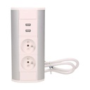 140320- Furniture socket with USB charger, silver-white, for Belgium and France -ORN