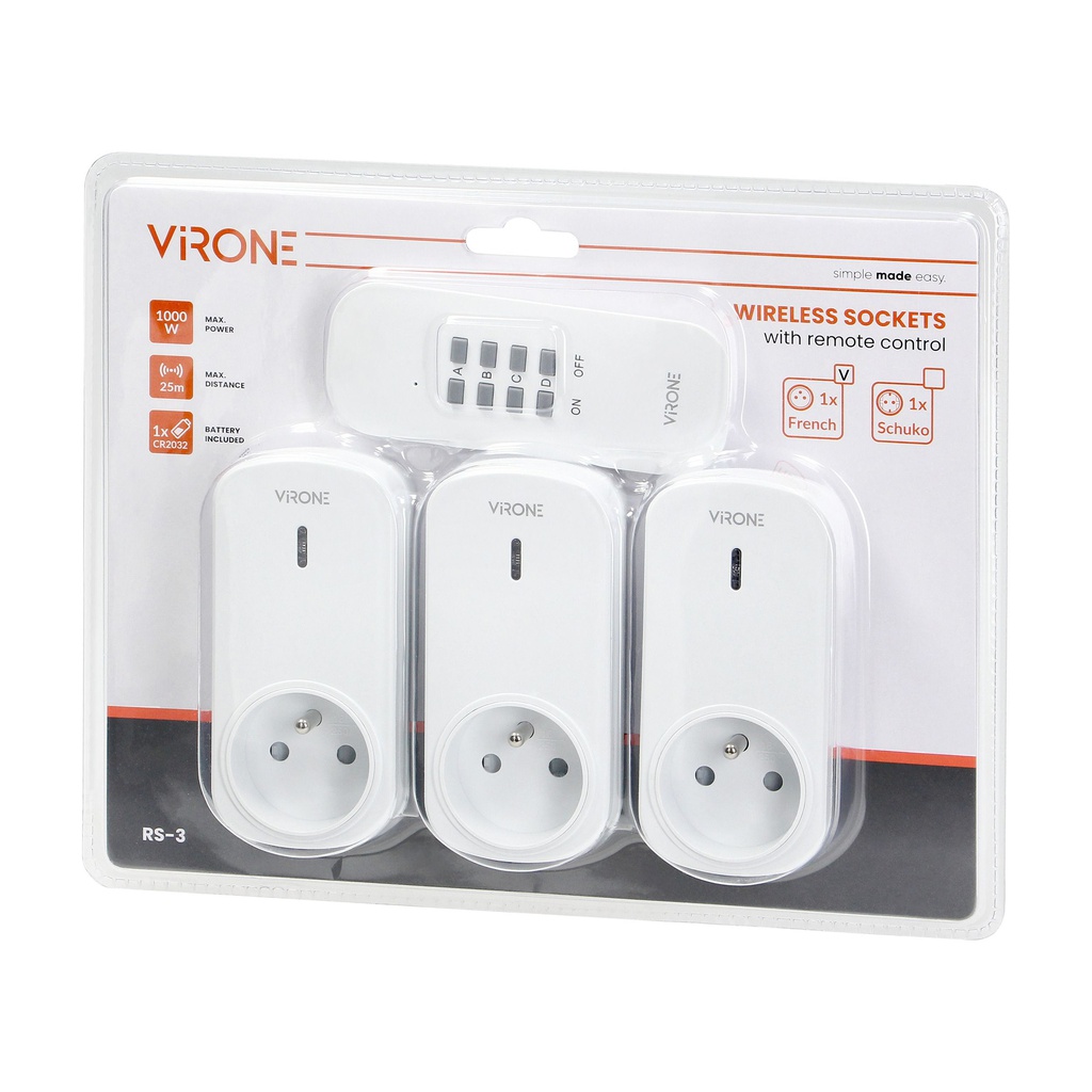 140433 - Set of wireless sockets with remote control, 3+1