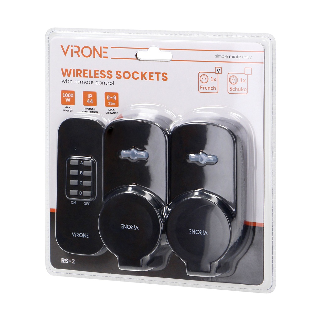 140434 - Set of wireless sockets with a remote control unit, 2+1, IP44