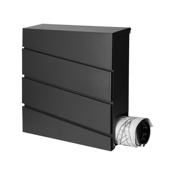 140481 - BORNEO mailbox with newspaper holder, galvanized steel, black