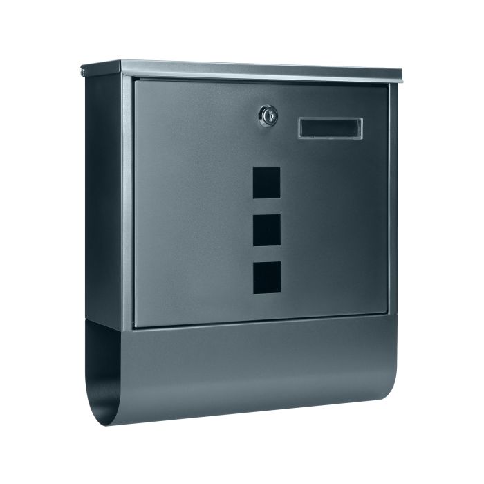 140482 - HAITI mailbox with newspaper holder and name plate, galvanized steel, anthracite