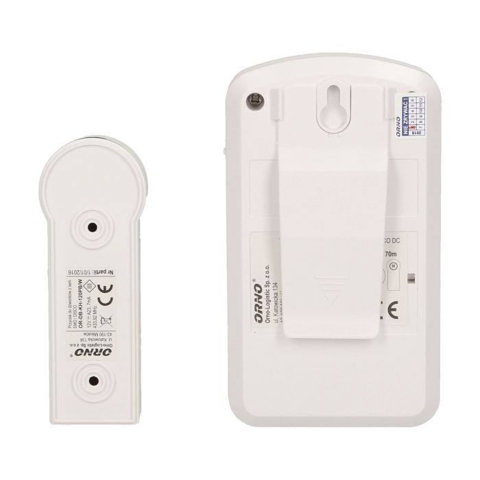 140527 - DISCO DC wireless, battery powered doorbell with learning system range in open field: 70 m, color - white, waterproof button (IP44)
