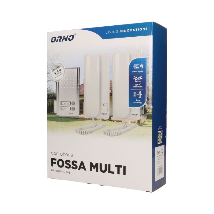 140557 - Two family doorphone, flush mounted, FOSSA MULTI aluminium housing; flush mounted; backlit surname; small amount of wires 2+2