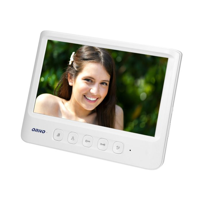 140568 - IMAGO 7" single family videodoorphone, white An ultra slim 7" LCD monitor with smooth adjustment of parameters, 16 selectable ringtones and an additional gate control function. CMOS camera, protective rain cover included.