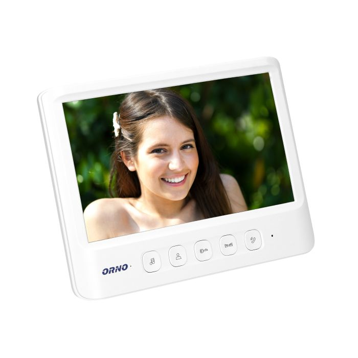 140568 - IMAGO 7" single family videodoorphone, white An ultra slim 7" LCD monitor with smooth adjustment of parameters, 16 selectable ringtones and an additional gate control function. CMOS camera, protective rain cover included.