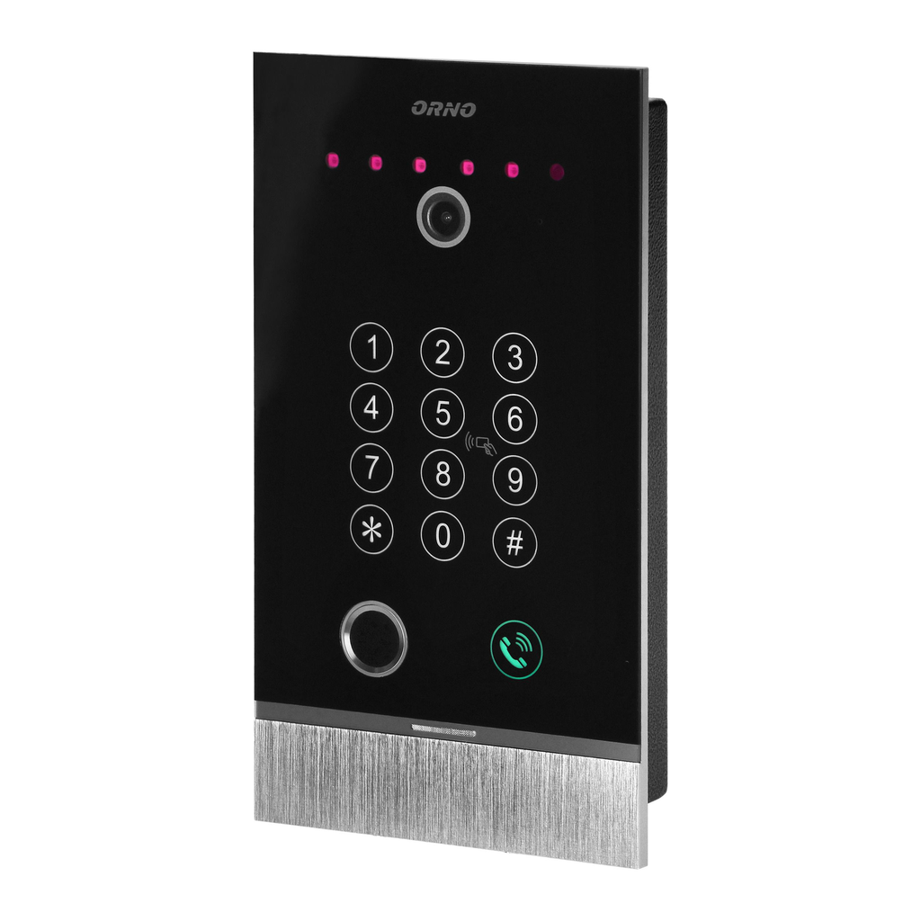 140580 - GUARDO 10" single family video doorphone set, white set is equipped with touchscreen LCD 10" monitor, fingerprint reader, proximity reader and code lock, App-controlled, flush-mounted