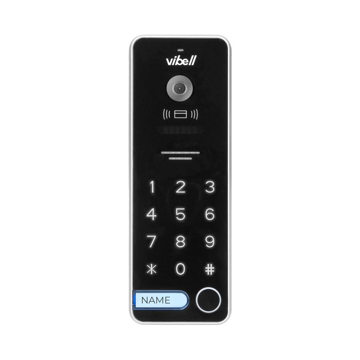 140589 - ALCOR videodoorphone, black set includes a multicolour, ultra-flat 7" LCD monitor, wide-angle video-camera, a user-friendly OSD menu, numeric keypad and a RFID reader.
