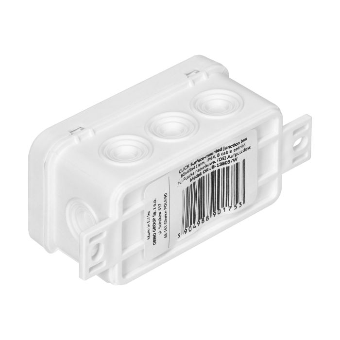 141261 - Surface-mounted junction box CLICK IP54 8 cable entries 80x45x41mm white