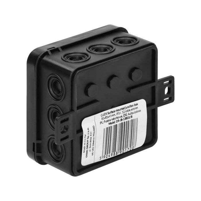 141245 - Surface-mounted junction box CLICK IP54 12 cable entries 85x85x41mm black