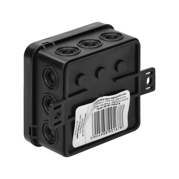 141240 - Surface-mounted junction box CLICK IP54 12 cable entries 75x75x41mm black, 66 pcs.