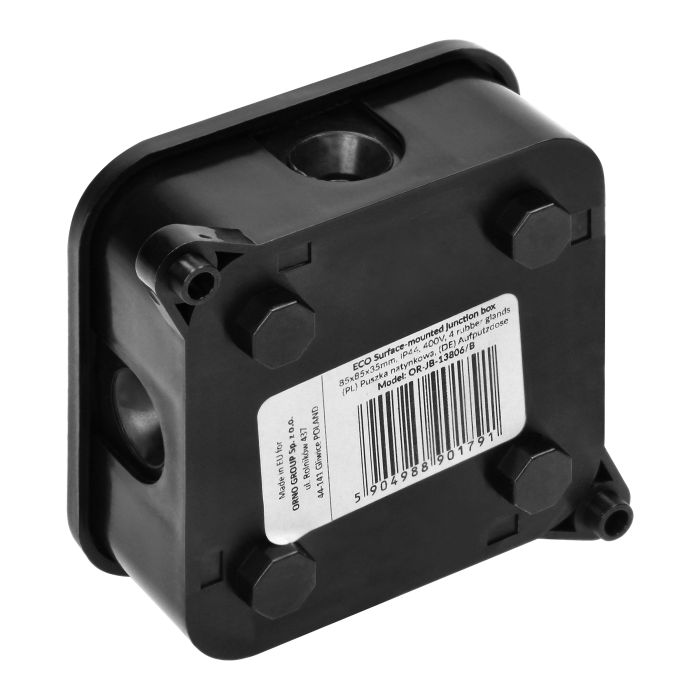 141233 - Surface-mounted junction box ECO IP44 400V 4 rubber glands 85x85x35mm black