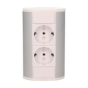 141181 - Furniture socket, silver-white, Schuko A set of two network sockets with grounding and current circuit's diaphragms, ideal for mounting in cabinets, display cases and display cabinets.