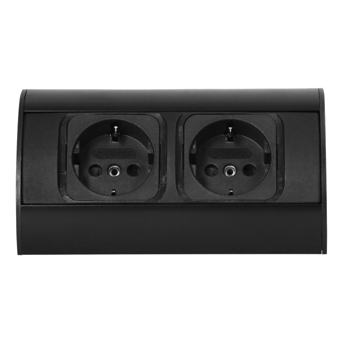 141180 - Under-cabinet electrical socket, black 2x2P+E (Schuko); for use in furniture, glass-cases; easy to assembly; black