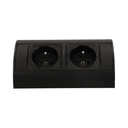 141166 - Under-cabinet electrical socket, black 2x230V; for use in furniture, glass-cases; easy to assembly; black