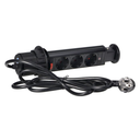 141144 - Pop up Ø6cm desk socket, black with 1.8m cable and locking system, 3x2P+E (Schuko)