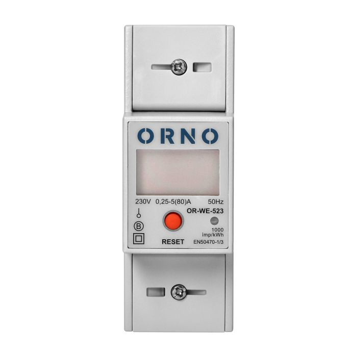 140815 - 1-phase energy meter with additional calculator; 80A; MID; RS-485 port; So-output; protection rating: IP20; installation on 35mm DIN rail