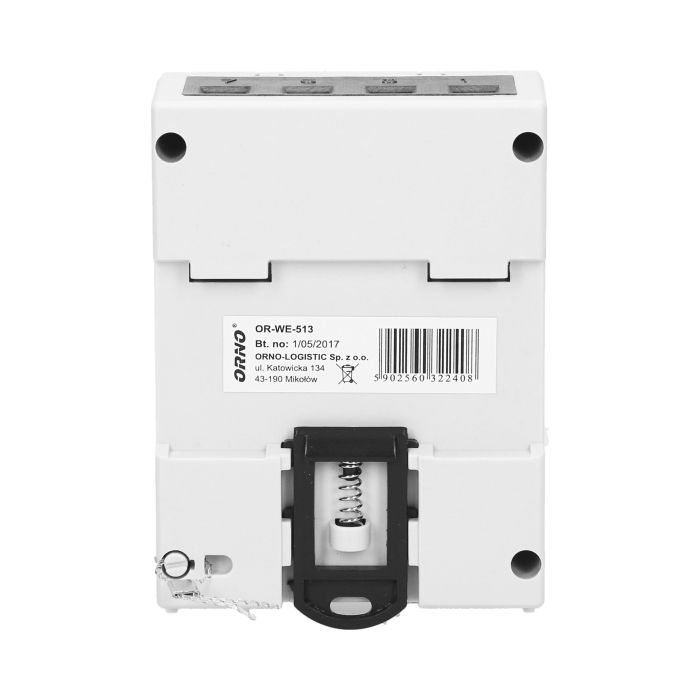 140817 - 3-phase energy meter, 80A power supply: 3x230V/400 AC, 50-60Hz, current: 5(80)A, pulse frequency: 1000 imp/kWh, signaling read: flashing LCD, installation rail: DIN TH-35mm