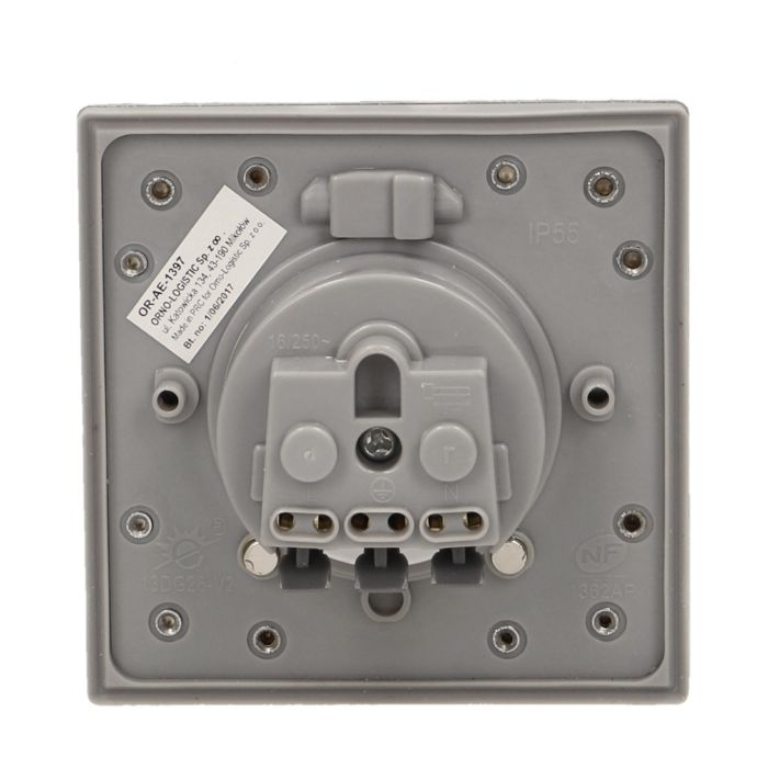 141129 - Hermetic, flush-fitting socket current rating: 16A, voltage: 230V, socket type: 2P+E, protection rating: IP 55, rated load: max. 3680W