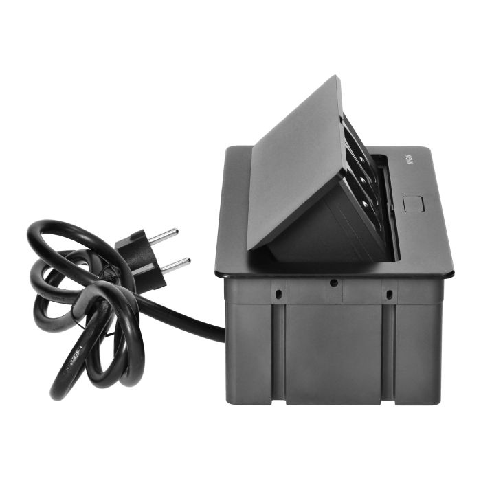 141113 - Set of furniture sockets REDE, 3x2P+E with 1.5m cable, black