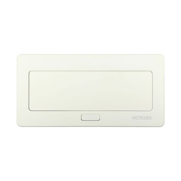 141110 - Recessed furniture connection panel NOEN for module sockets, white composed of an empty aluminium case and an integrated PVC frame; can house 3 NOEN socket or port modules, 45x45mm each