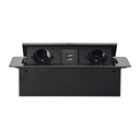 141098 - Recessed furniture socket with two USB chargers, graphite 230V AC/ 50 Hz; 2 x 2P+E (Schuko); 3600W; USB output: 5V DC/2,1A; available colors: graphite