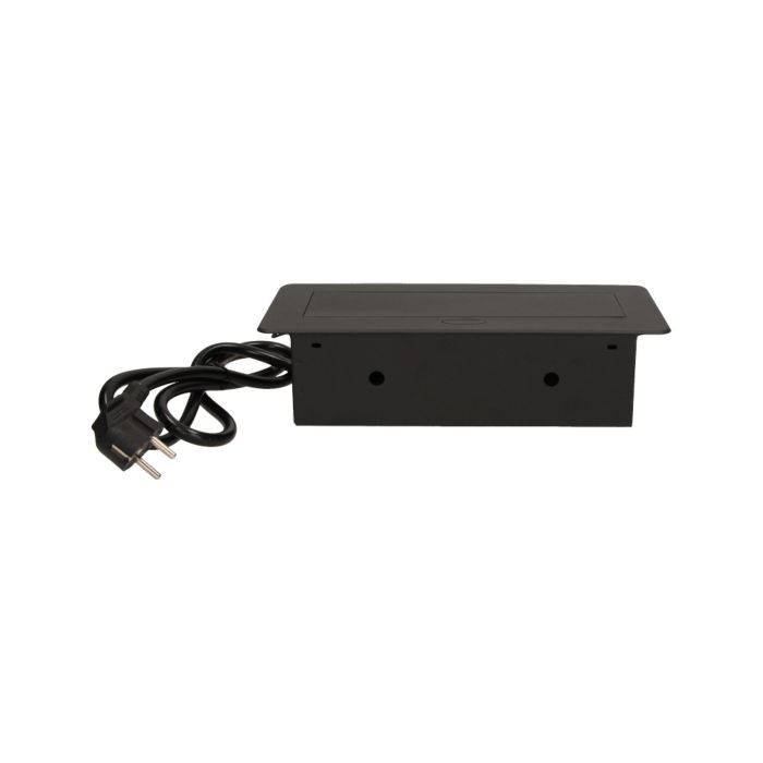 141052 - Recessed furniture socket 3x2P+E with 1.5m cable, black power supply: 230V AC / 56-60Hz; maximum load: 3600W; protection rating: IP20; colour: silver