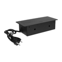 141053 - Recessed furniture sockets 3x2P+E with 3m cable flat and milled edge, black