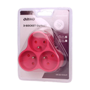 140896 - Triple socket outlet, pink Three-socket splitter with grounding, suitable for any interior where additional sockets are required.