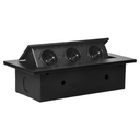 141038 - Recessed furniture socket 3x2P+E, black power supply: 230V AC / 56-60Hz; maximum load: 3600W; protection rating: IP20;