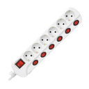 140991 - Multiswitch powerstrip, Schuko sockets with independent ON/OFF switches for 6 Schuko sockets , cable 3x1,5mm2, 1.5m long, total power consumption of 3680W