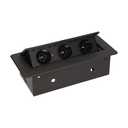 141046 - Recessed furniture socket 3x2P+E, black power supply: 230V AC / 56-60Hz; maximum load: 3600W; protection rating: IP20;