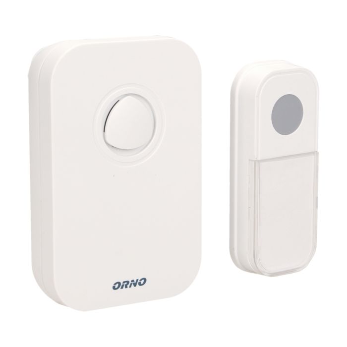 140001-FADO DC wireless, battery powered doorbell with learning system Easy to install, doesn't require a cable connection. Equipped with a waterproof doorbell button and learning system (automatic configuration of additional transmitters).-ORN