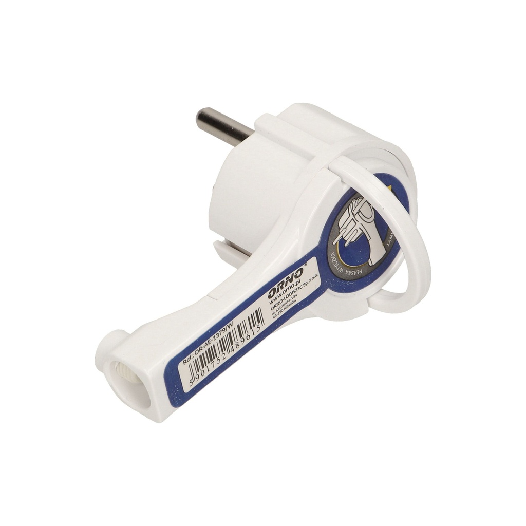 140090-Flat plug with handle, white socket: 2P+Z, 16A/250V AC, comfortable holder, ultra slim.-ORN
