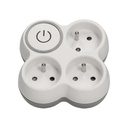 140102-Triple socket outlet with ON/OFF switch, 3x2P + Z, backlit switch, color: white, for Belgium and France-ORN