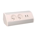 140320- Furniture socket with USB charger, silver-white, for Belgium and France -ORN