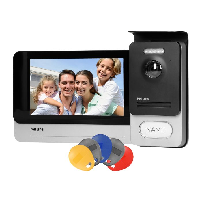 140332- Philips WelcomeEye Touch, Video Deurtelefoon, Koptelefoonloos, Kleur, LCD 7", Touch, OSD-menu, Gate Control, RFID-ORN