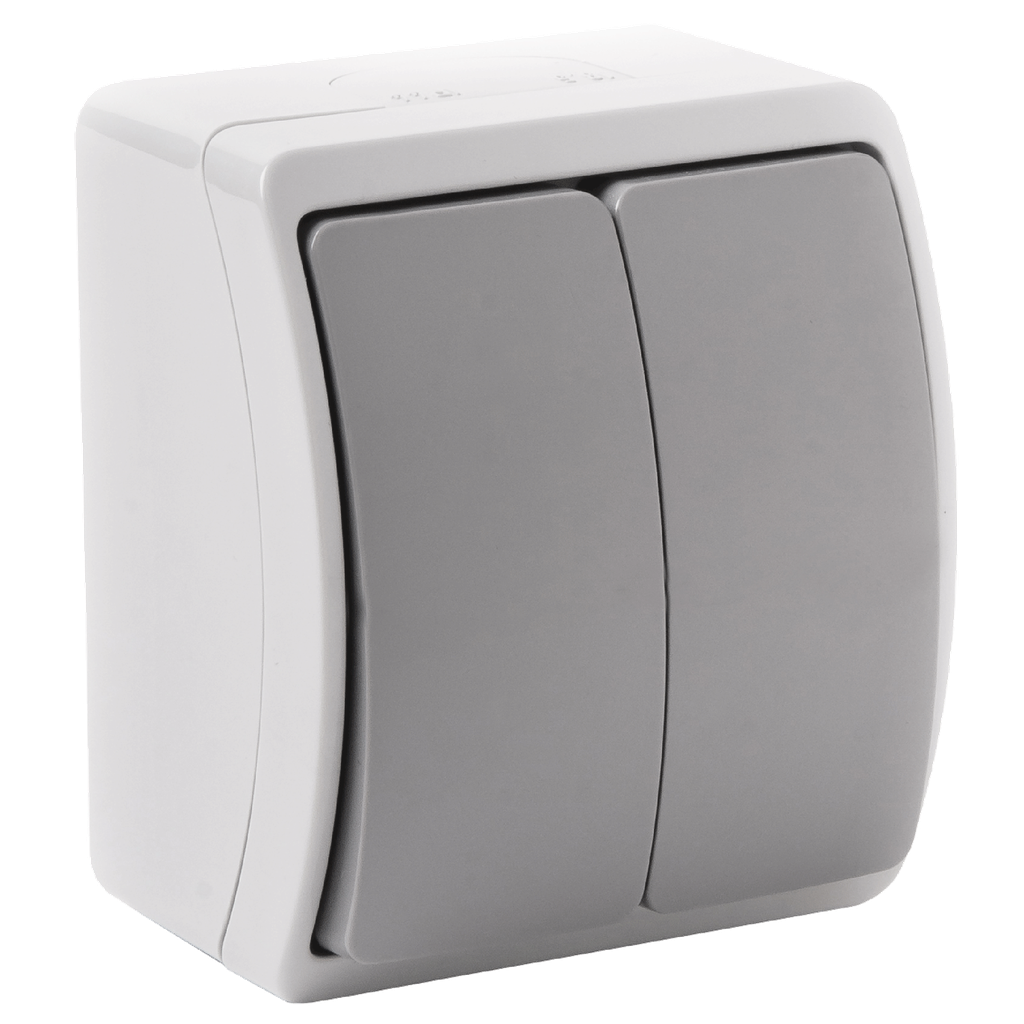 140336- Surface-mounted two-button switch AQUATIC IP44 grey-graphite -ORN