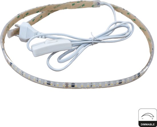 107114-1m LED Strip with Connector 220V 16W/m, 100lm/W, Dimmable,Size 10cm Warm White 3000K-LDL