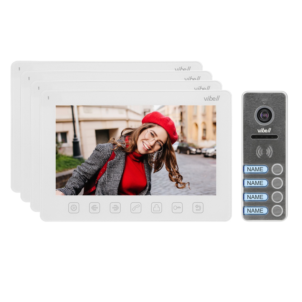 140379-NOVEO MULTI4 a four-family video door phone set, LCD 7" monitor, white-ORN