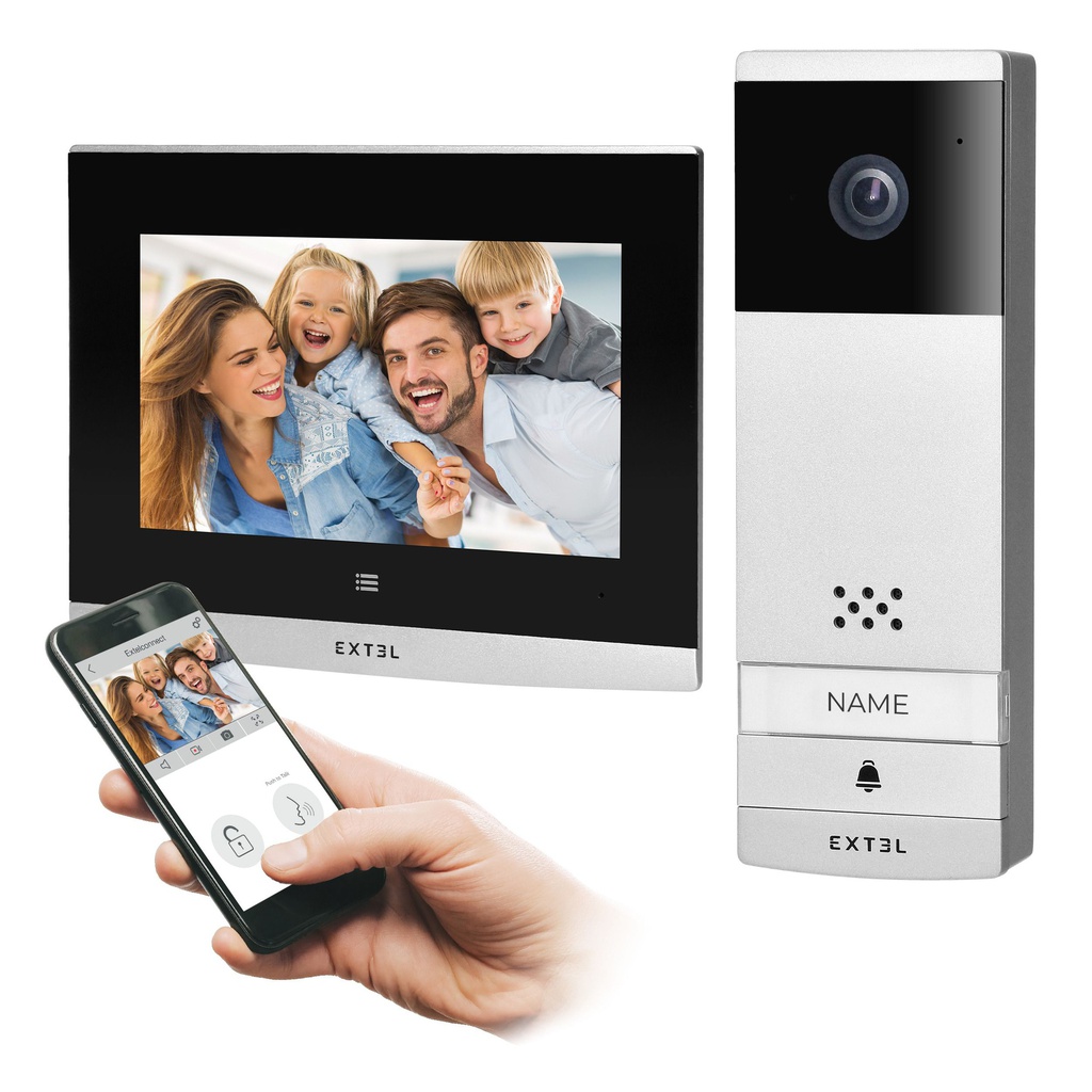 140404- Extel Wave wireless video door phone set with 7'' touch screen , OSD menu, Wi-Fi + smartphone APP, gate control, working range up to 350m