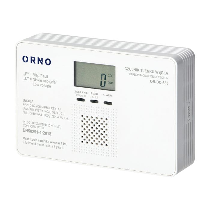 140439 - Battery-operated carbon monoxide sensor, 9V, 7-year service life, EN 50291-1: 2018 compliant