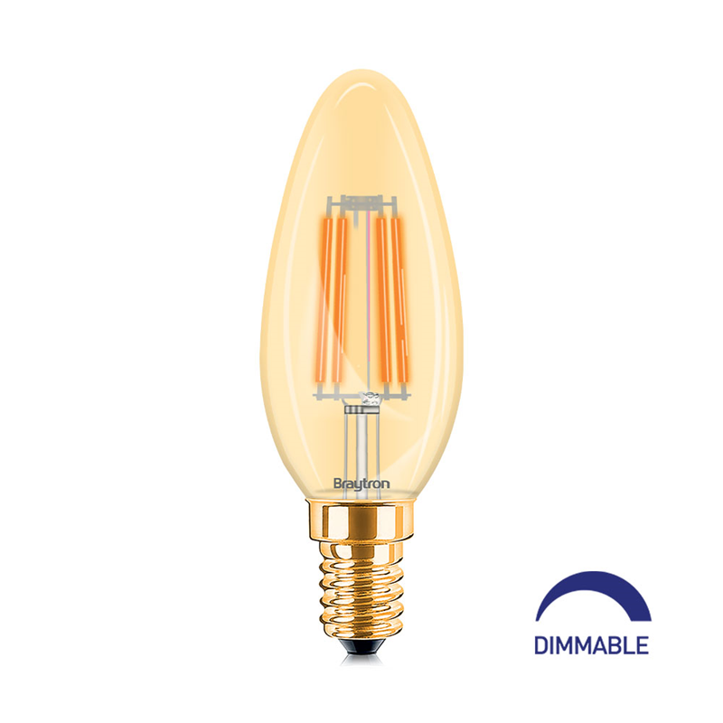 101057 - 4W E14 C35 AMBER DIMBARE 3000K LED-LAMP - BRY