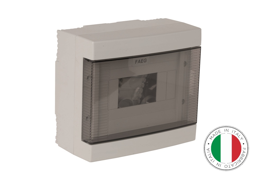 144081-Distribution Boxes,8 modules, Gray RAL 7035 with white 200X180X107mm IP40 -FAEG