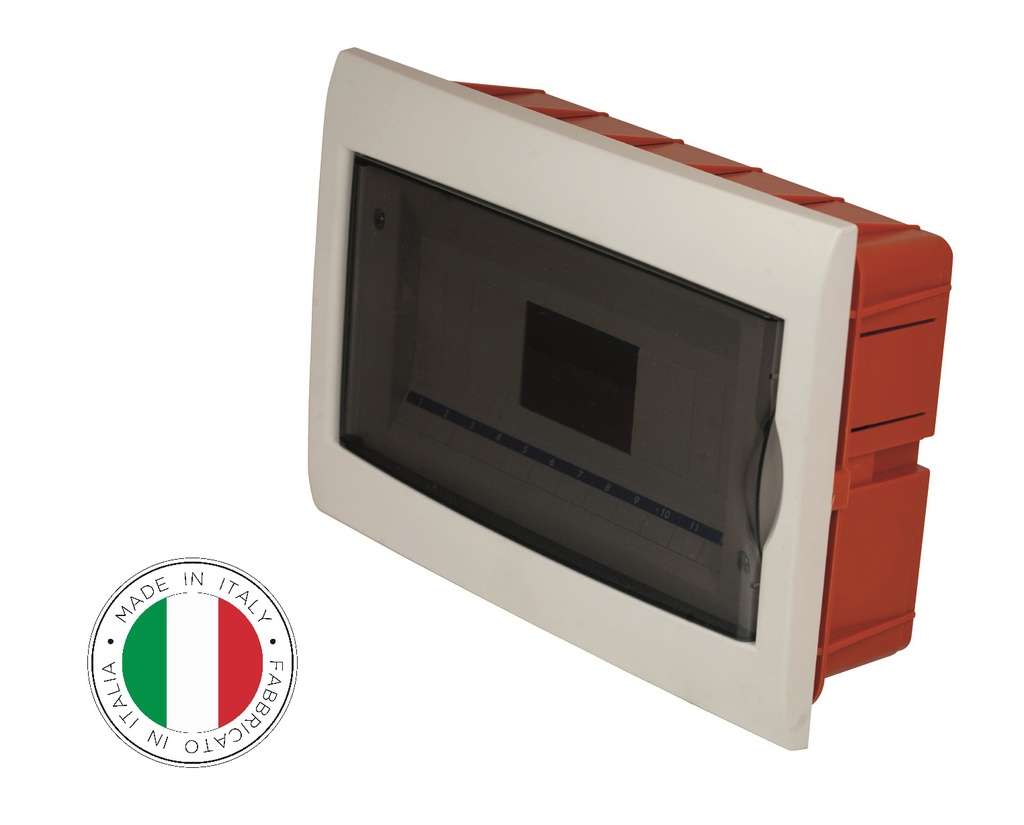 143120- Flush-mounted Distribution Box 12 modules with white frame and smoked door 315x215x80mm IP40 FAEG