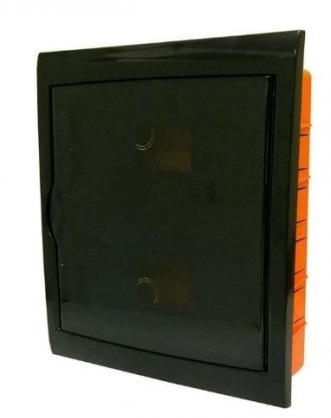 147240- Boîtes de distribution encastrées 24 modules avec cadre noir et porte noire 315x365x80mm IP40 FAEG