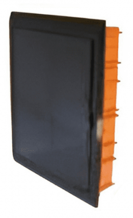 147360- Boîtes de distribution encastrées, 36 modules avec cadre noir et porte noire 335x510x85mm IP40 FAEG
