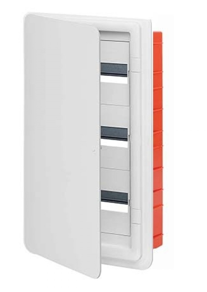 146360- Boîtes de distribution encastrées, 36 modules avec cadre blanc et porte blanche 335x510x85mm IP40 FAEG