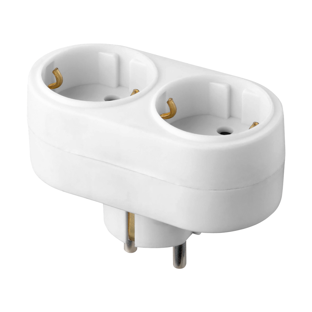 140522-Oval socket splitter 2x2P+E Schuko, white